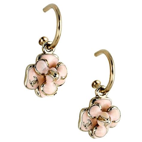 chanel pink flower hoop earrings|vintage chanel gold hoop earrings.